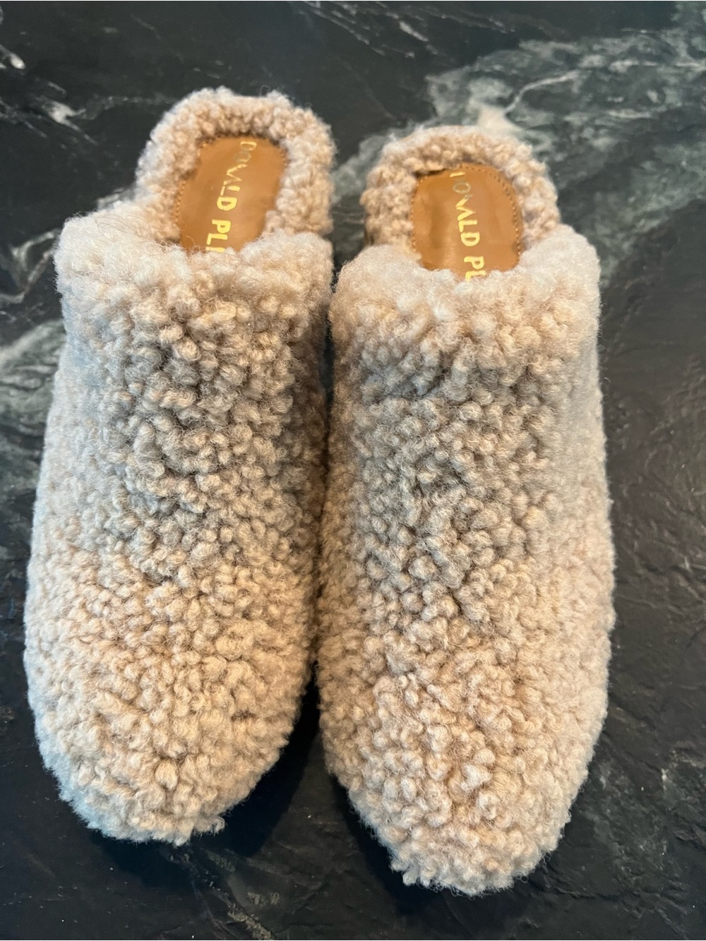 Donald J. Pliner Plush Teddy Shearling Slippers - Beige